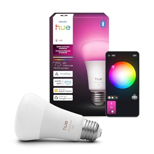 Philips Hue White and Colour Ambiance A19 E26 LED Smart Bulb, Bluetooth & Zigbee Compatible (Hue Hub Optional), Works with Alexa & Google Assistant A Certified for Humans Device (562785),3 Pack