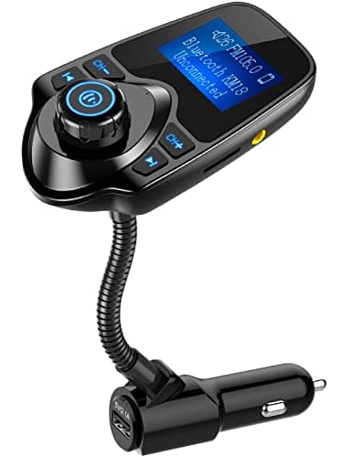 Nulaxy Wireless in-Car Bluetooth FM Transmitter Radio Adapter Car Kit W 1.44 Inch Display Supports TF/SD Card and USB Car Charger for All Smartphones Audio Player-KM18 Black
