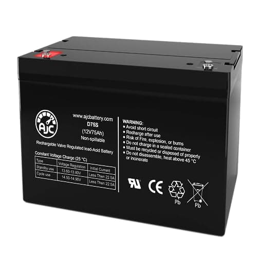 AJC Battery Compatible with Pride Mobility Raptor 3-Wheel 12V 75Ah Mobility Scooter Battery
