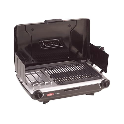 Coleman Classic 3 in 1 Camping Stove, Portable Camp Stove with 2 Burners & Push-Button Ignition - 20,000 BTUs for Camping, Tailgating, Grilling, BBQs, & More