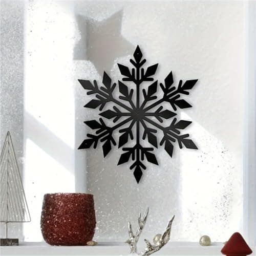 Metal Wall Art for Christmas, Snowflake Metal Wall Art, Snow Crystal ...