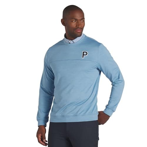 PUMA Golf Men's Cloudspun Crewneck, Greenery Heather, Small, Greenery Heather, Small