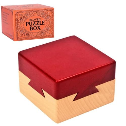 Blovec Impossible Dovetail Box Wooden Puzzle Brain Teaser Magic Drawers Gift Secret Compartment Brain Game for Adults
