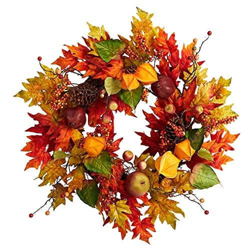 Nearly Natural 4909 Autumn Maple Leaf Wreath 24-inch