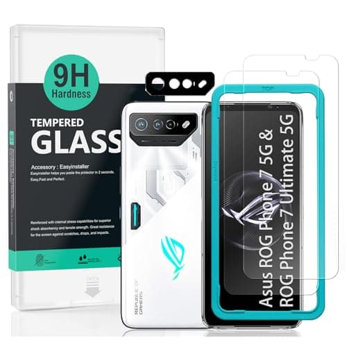 IBYWIND Screen Protector For Asus ROG Phone 7 5G/ROG Phone 7 Ultimate 5G(6.7 Inches),2 Pack 9H Tempered Glass+1 Pack Metal Camera Len Protector,HD Clear,Bubble Free,Fingerprint Compatible