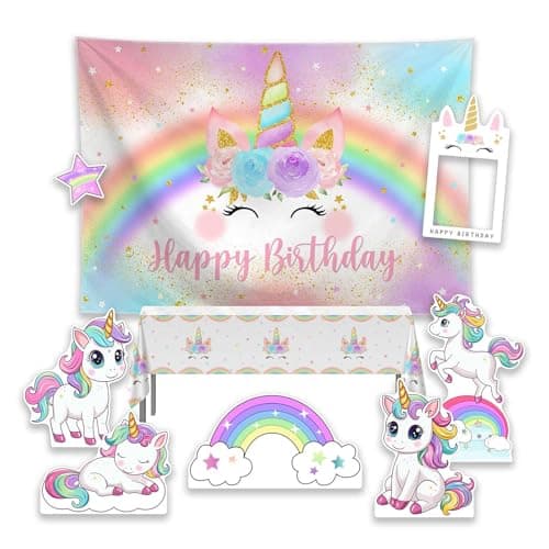 ALLENJOY 7X5FT RAINBOW Magical Unicorn Backdrop Girl Birthday Party ...
