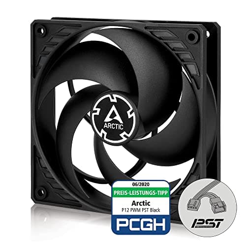 ARCTIC P12 PWM PST - PC Fan, 120mm Fan, PC Case Fan with PWM Sharing Technology (PST), Pressure-optimised, Quiet Motor, Computer, Fan Speed: 200-1800 RPM (0 RPM <5%) - Black