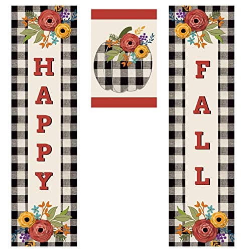 Welcome Fall Porch Banners Autumn Harvest Door Banner with Pumpkin ...