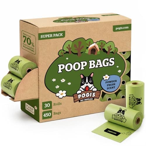 Pogi's Compostable Poop Bags for Home & Yard – Leak-Proof, Extra-Large, Made with Plants (Single Roll, 300-Count)
