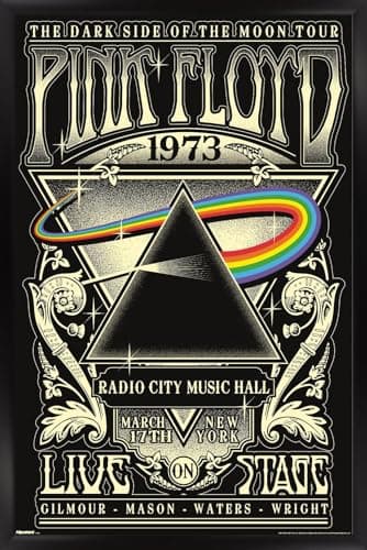 Dark Side 50th Black & White Prisms Framed Art Print by Pink Floyd: The ...