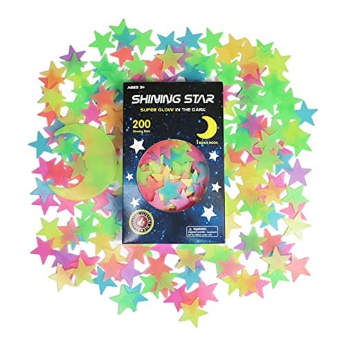 200pcs Glow in The Dark Stars & Moon Stickers for Ceiling - 3D Luminous ...