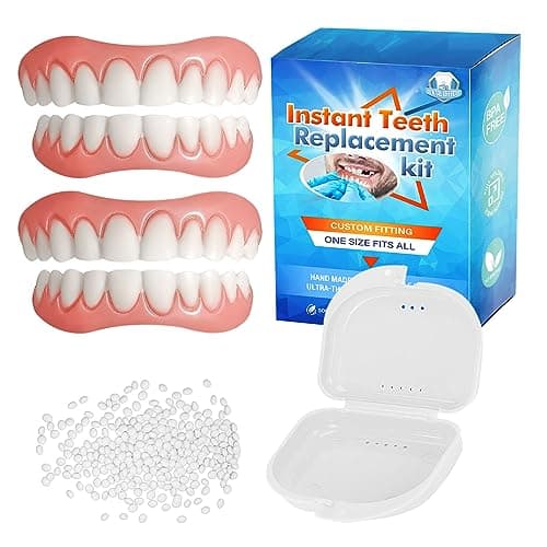 Fake Teeth, Fake Braces for Teeth, The Upper and Lower Jaw Dentures, Veneers Teeth for Women and Men, Regain Confident Smile, 2 PCS