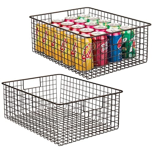 mDesign Metal Wire Wall Mounted Storage Organizer Basket Bin, 2 Pack ...