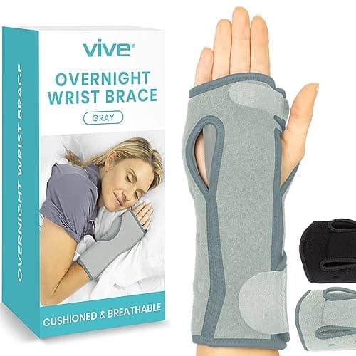 Vive Carpal Tunnel Wrist Brace with Splint for Left or Right Hand - Adjustable Night Wrist Support Splint Immobilizer for Men & Women - Cockup Brace for Arthritis, Tendonitis, Sprain, Injuries & Pain