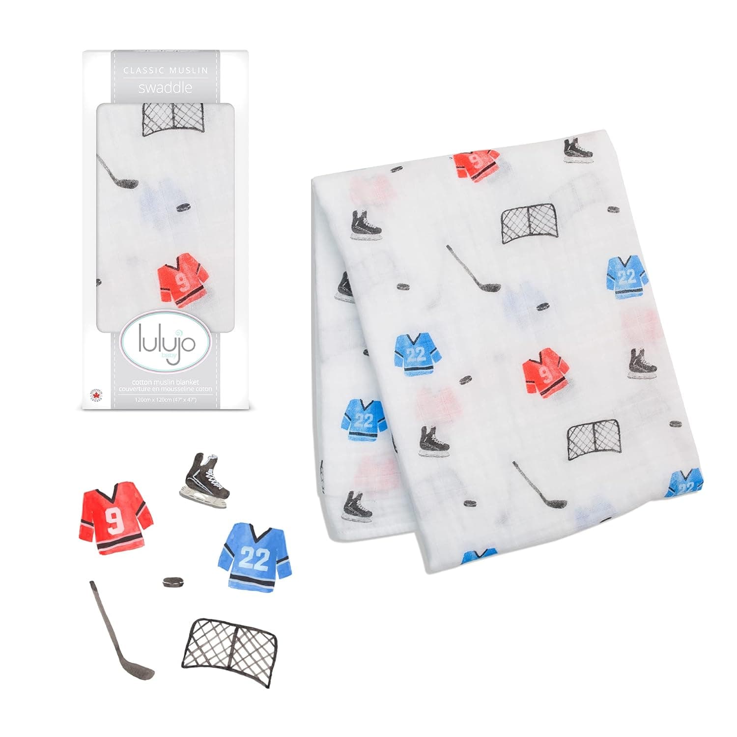 lulujo Baby Cotton Muslin Swaddle Blanket, 47 x 47, 47in x 47in ...