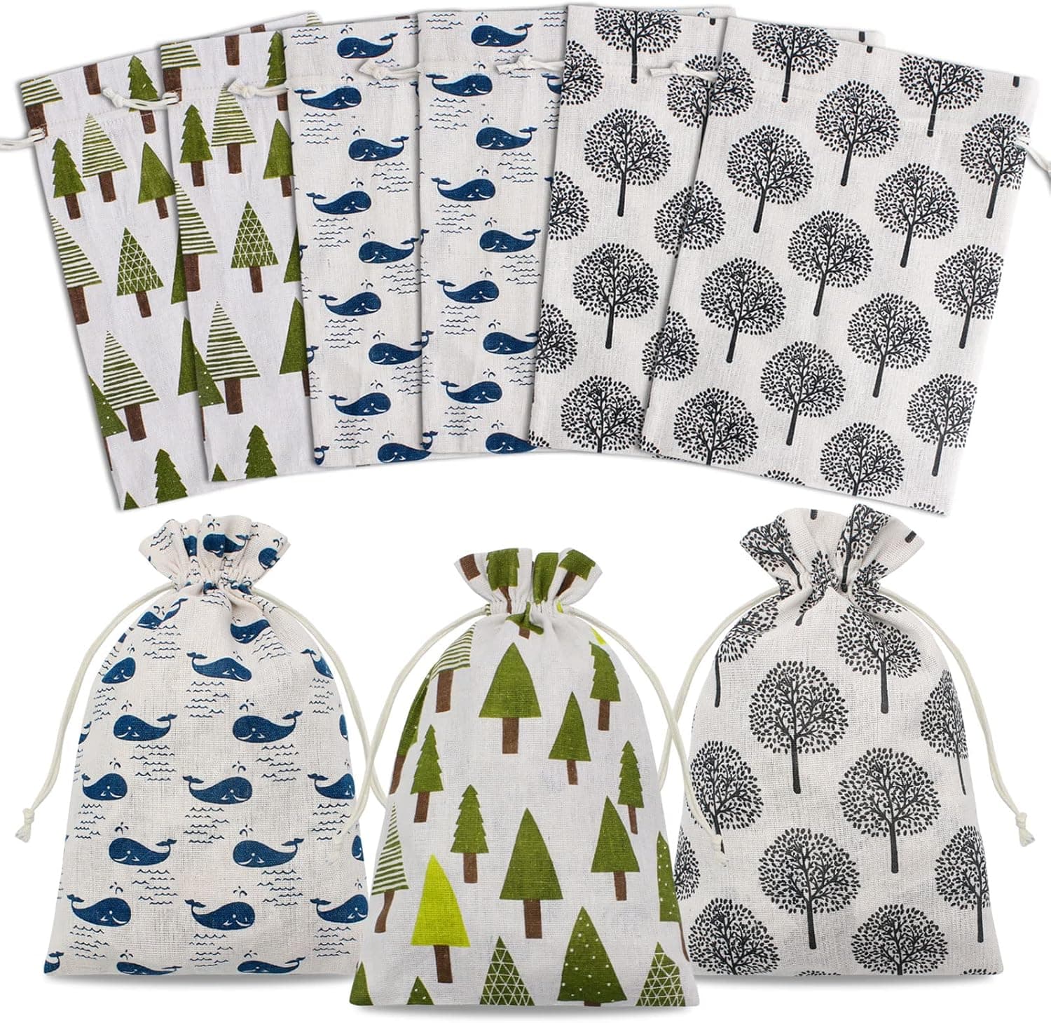 Sacs en Coton 9 Pièces Petits Sacs en Tissu, 20 x 30cm Sacs en Tissu de ...