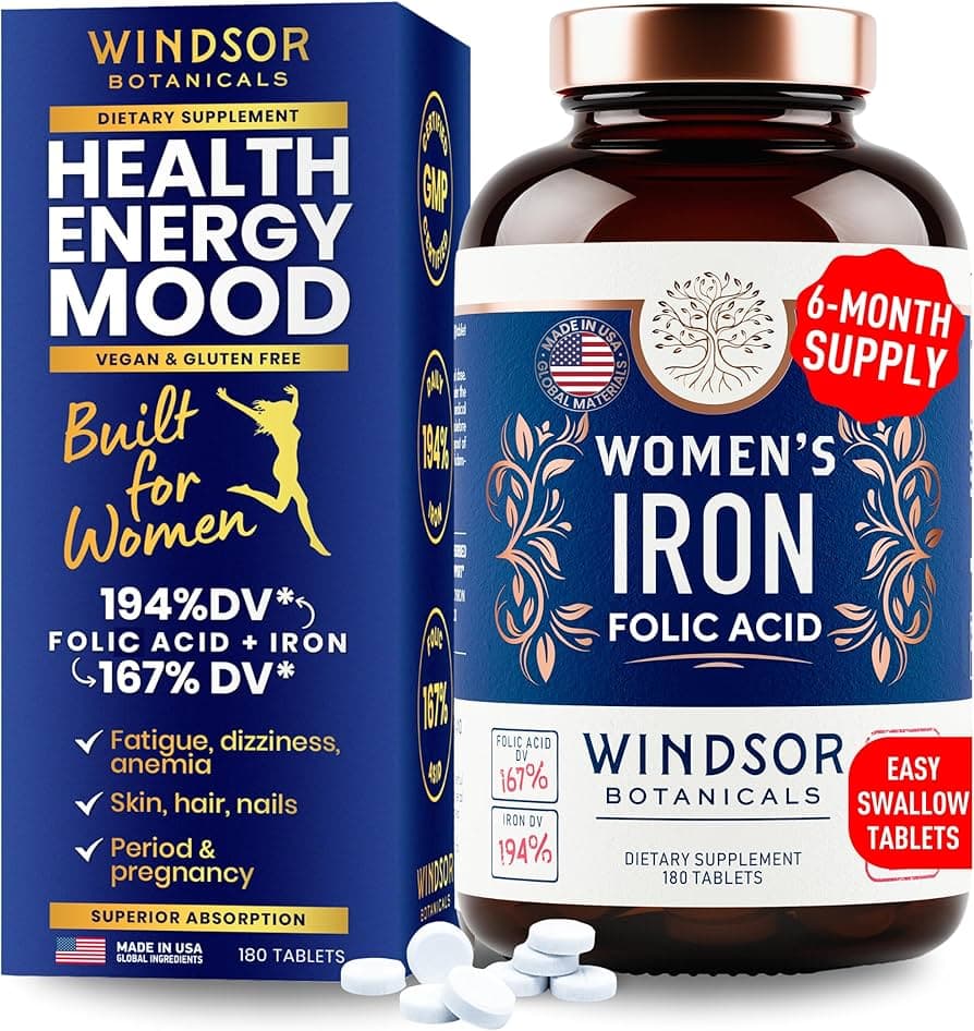 Amazon.com: Iron and Folic Acid Supplements for Women - 35mg ...