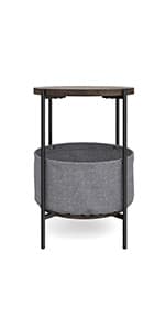 Nathan James 32202 Oraa Round Wood Side Table Fabric Storage, Light ...