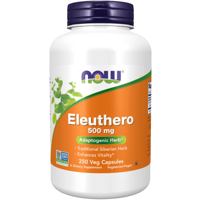Eleuthero 500 mg, 250 Veg Capsules | NOW Foods | Fruitful Yield