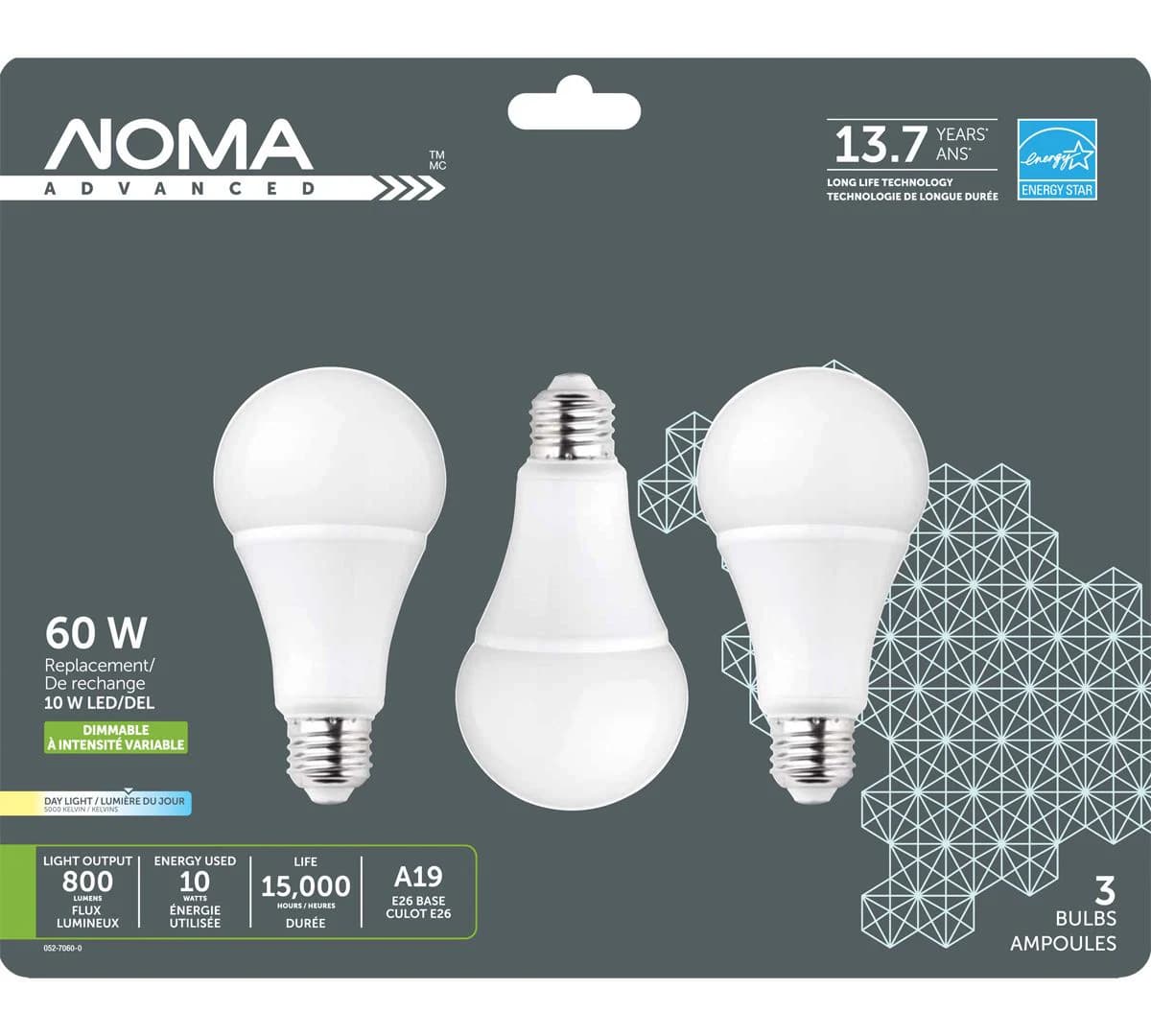 NOMA LED A19 60W Dimmable Daylight Bulb, 3-pk | Canadian Tire