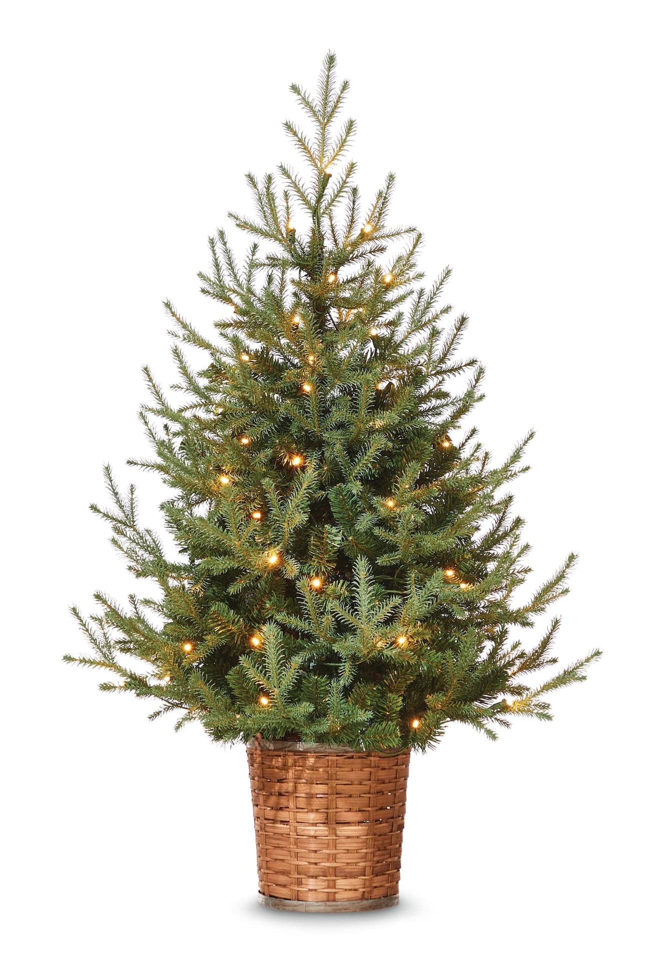 CANVAS Pre-Lit Indoor Upswept Spruce Christmas Tree in Basket, 70 LED ...