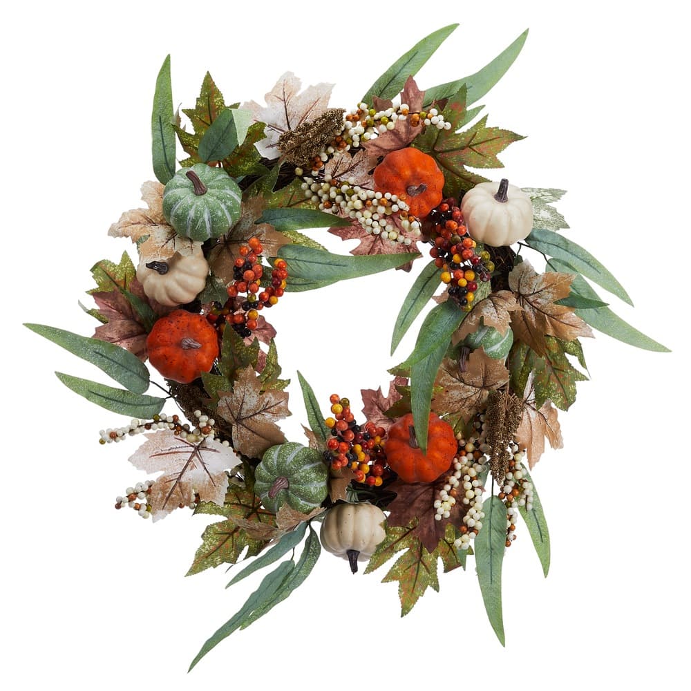 CANVAS Pumpkin and Berries Wreath, Indoor Fall & Thanksgiving ...