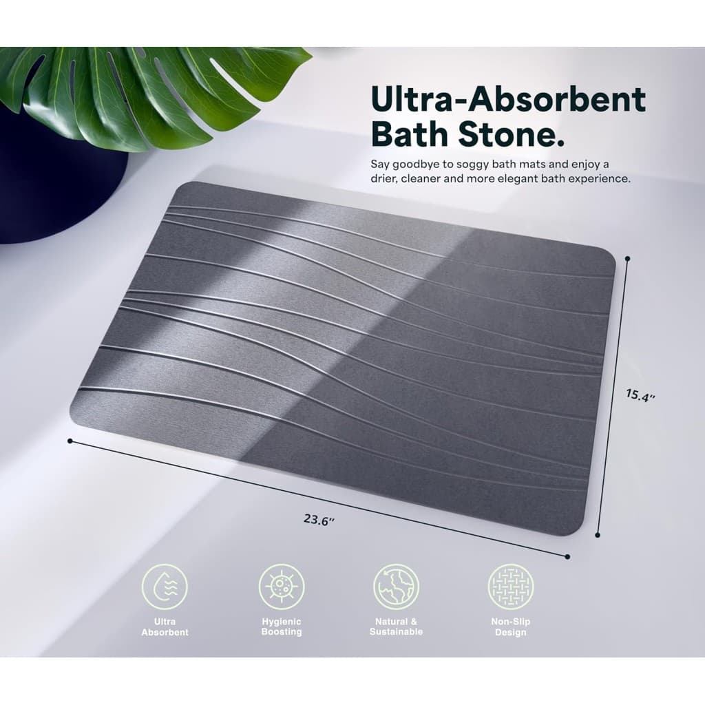 EARTHSTONE - Stone Bath Mat, Diatomaceous Earth Bath Mat - Natural ...
