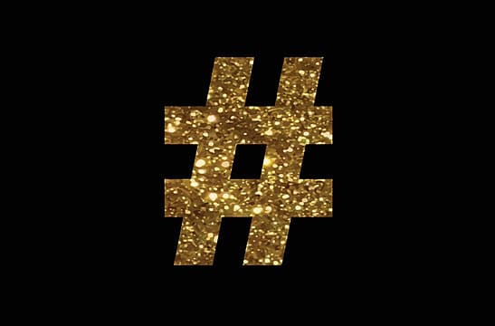Isolated Handwriting Of The Hashtag Symbol In Shimmering Gold Glitter ...