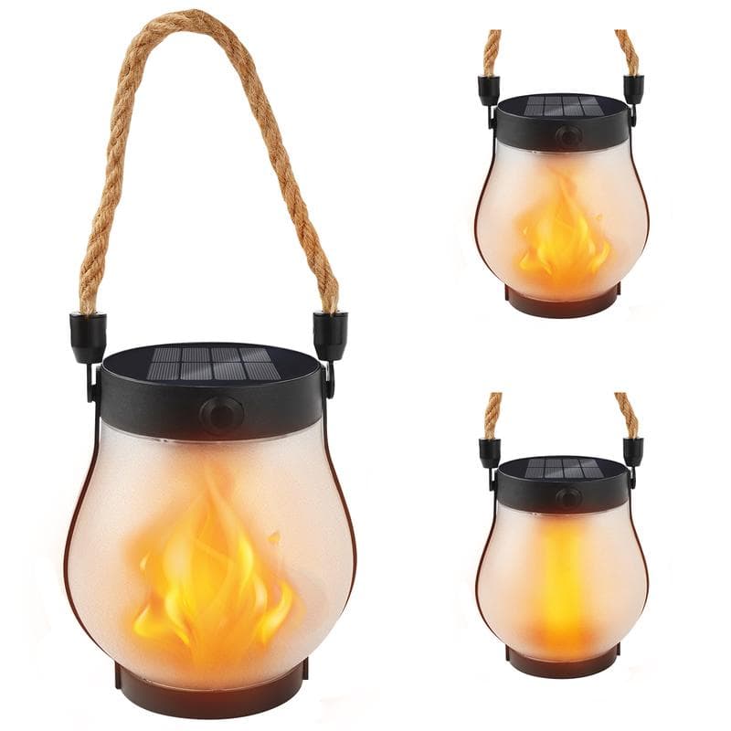Solar Lantern Outdoor Lights, Upgraded Flickering Flame Solar Lantern ...