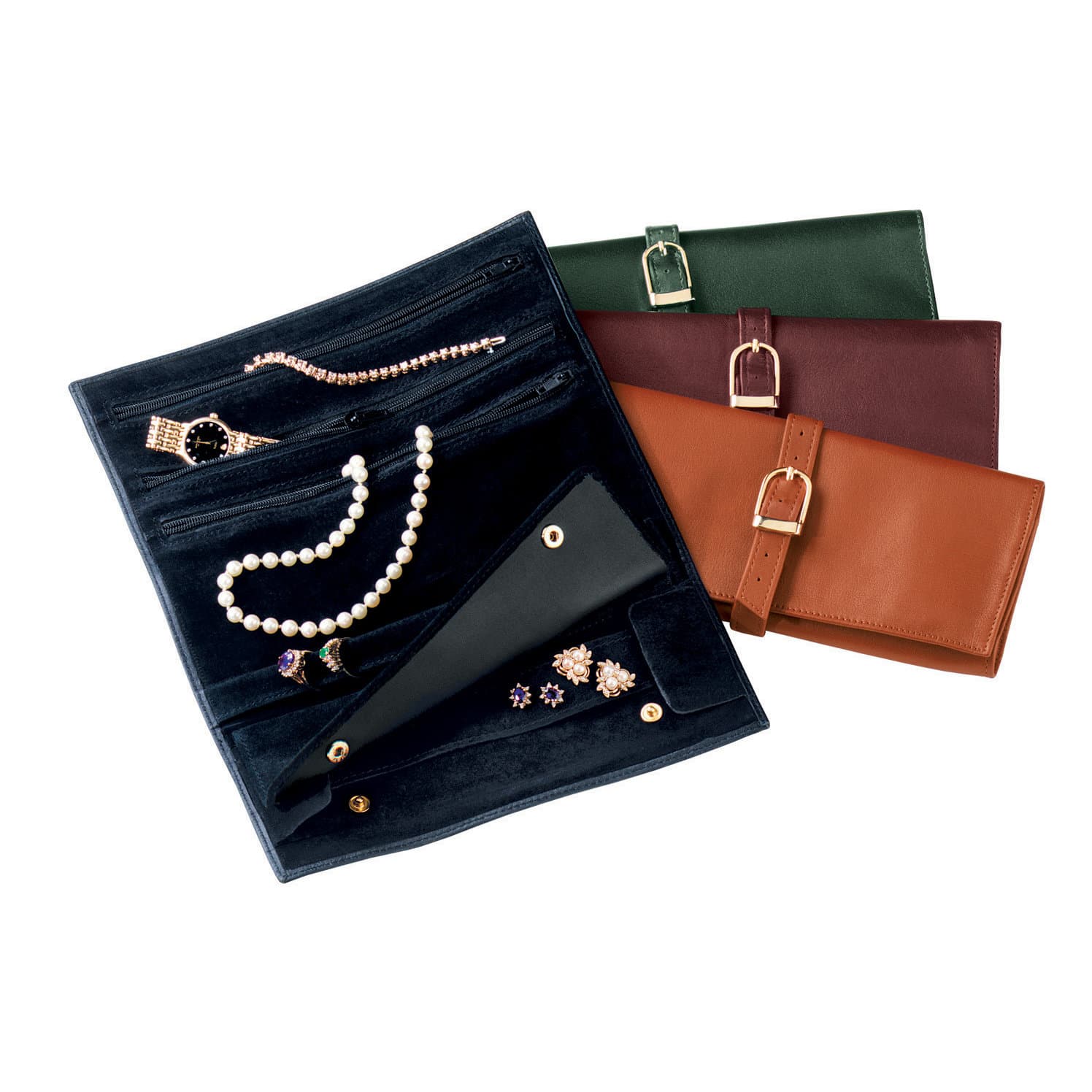Royce Leather Royce Leather Suede Lined Jewelry Roll Travel Case in ...
