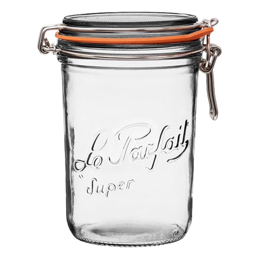 Le Parfait Super Terrine Straight French Glass 4 Piece Storage Jar Set ...