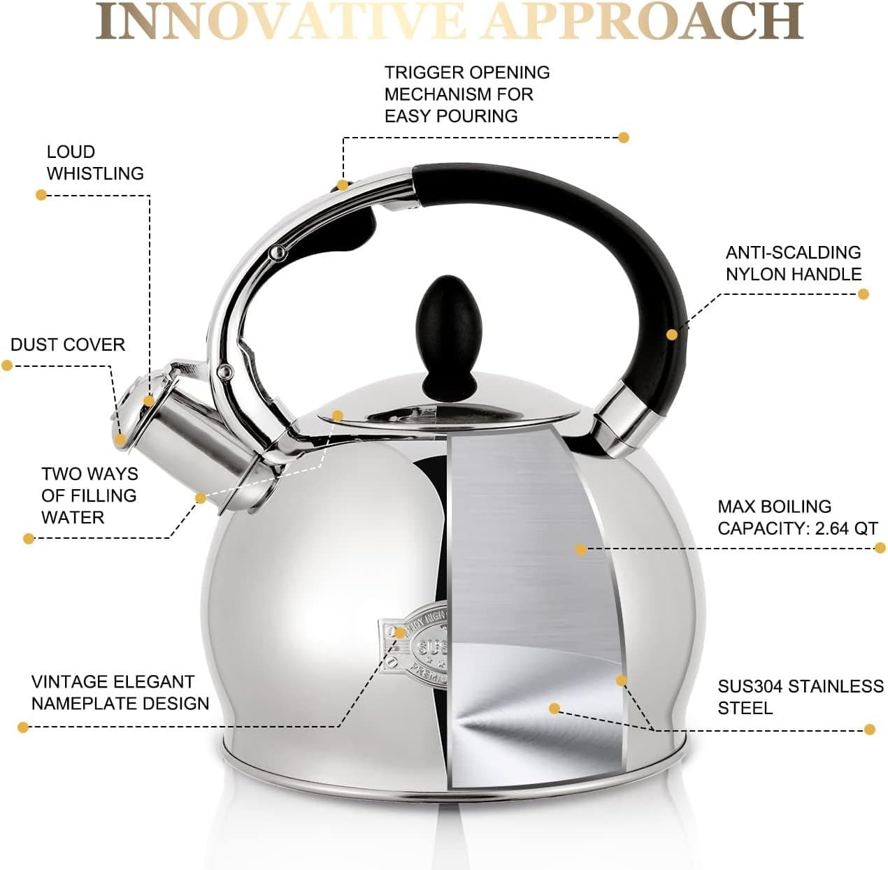 Whistling Kettle Stainless Steel Tea Kettle Whistl... – Grandado
