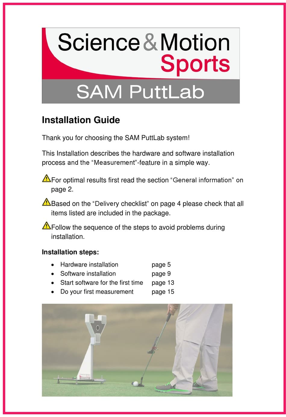 SCIENCE&MOTION SPORTS SAM PUTTLAB INSTALLATION MANUAL Pdf Download ...