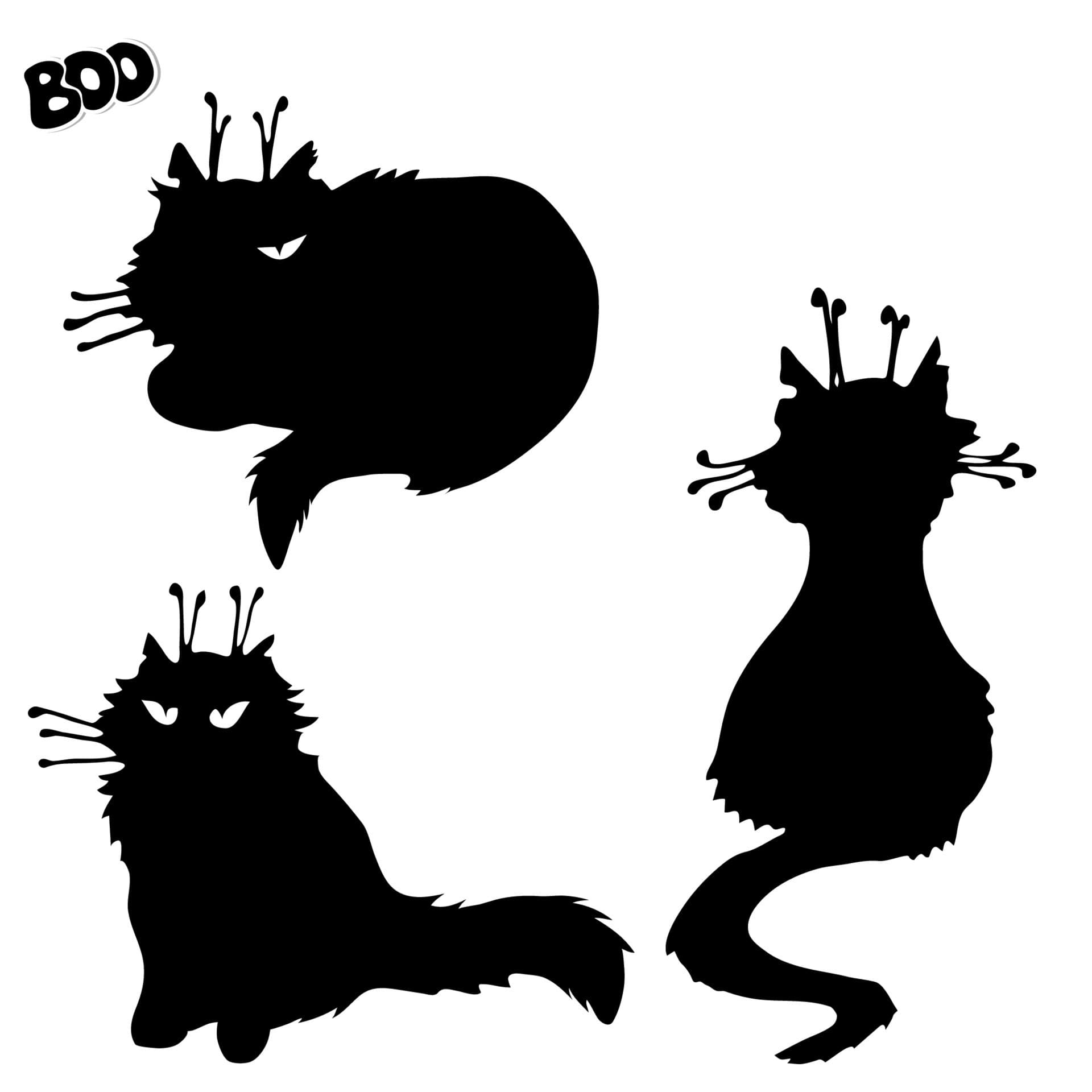 Silhouettes of black witch cats. Halloween element design. 10555901 ...