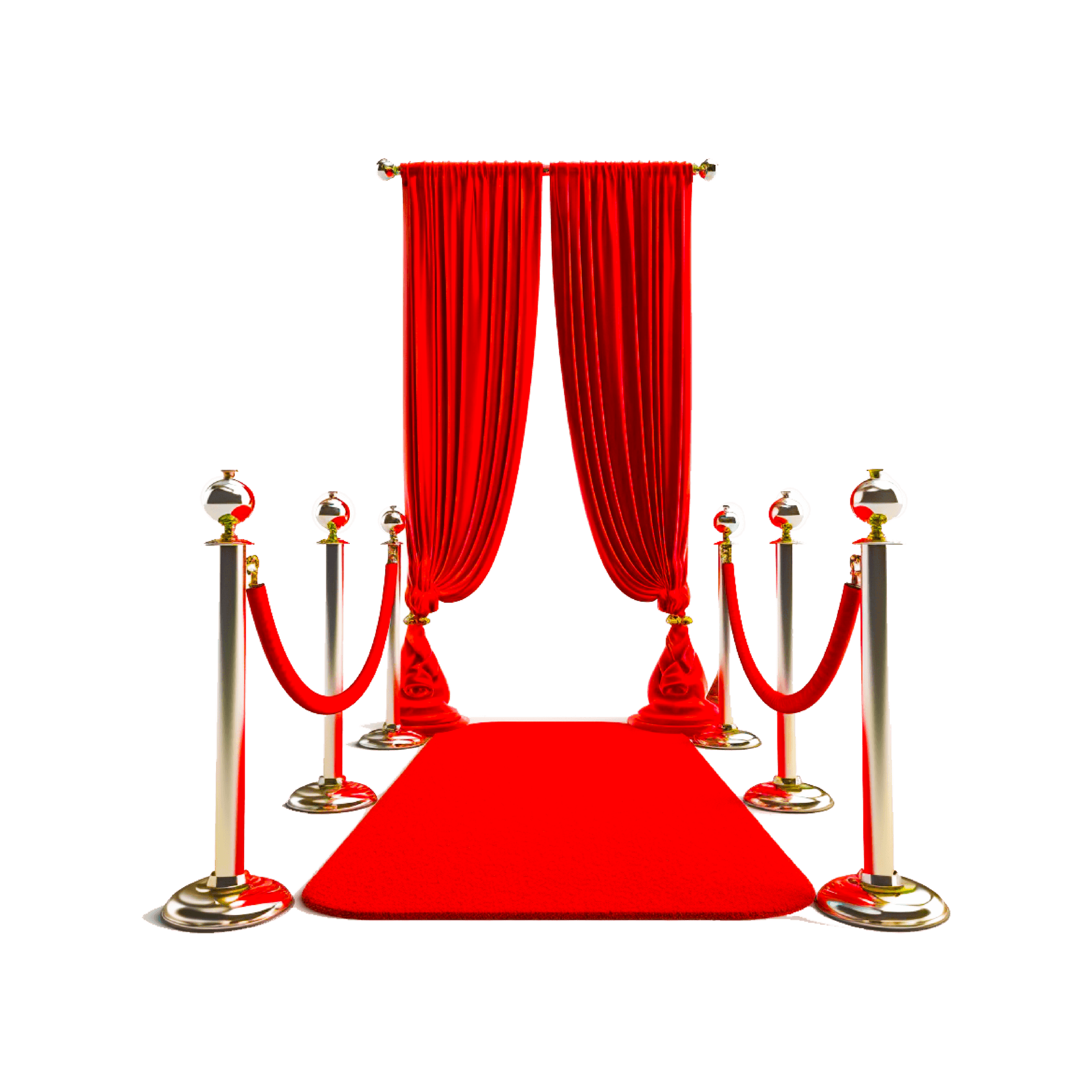 3d render of Red carpet and path barriers, Luxury entrance to vip event ...