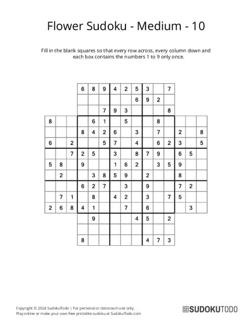 Flower Sudoku Puzzles Printable