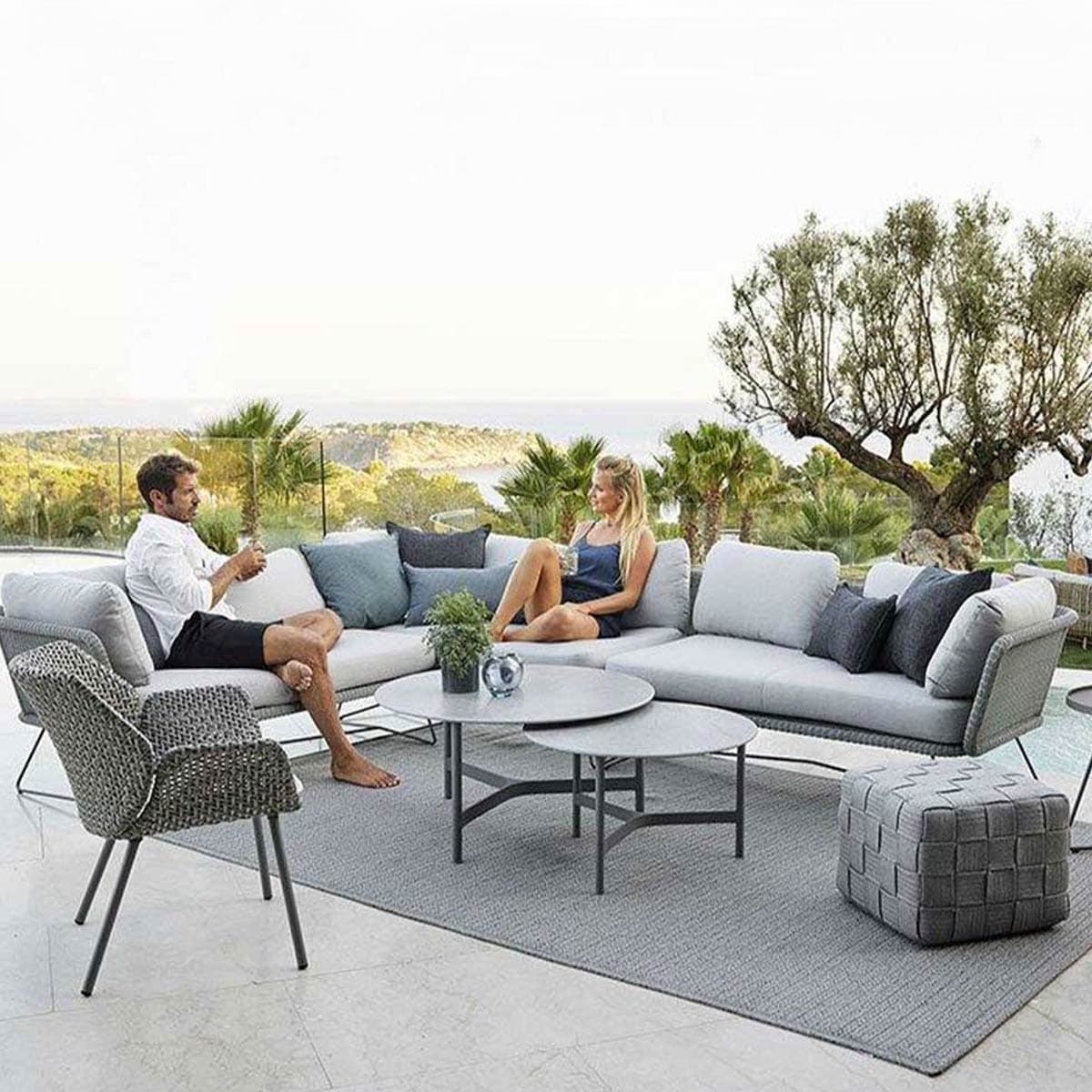 CANELINE DENMARK Outdoor Coffee Table Twist Medium Alum. Light Grey ...