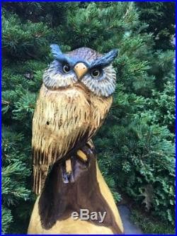 Great Horned Owl Chainsaw Carving by Tommy Craggs Sculptures
