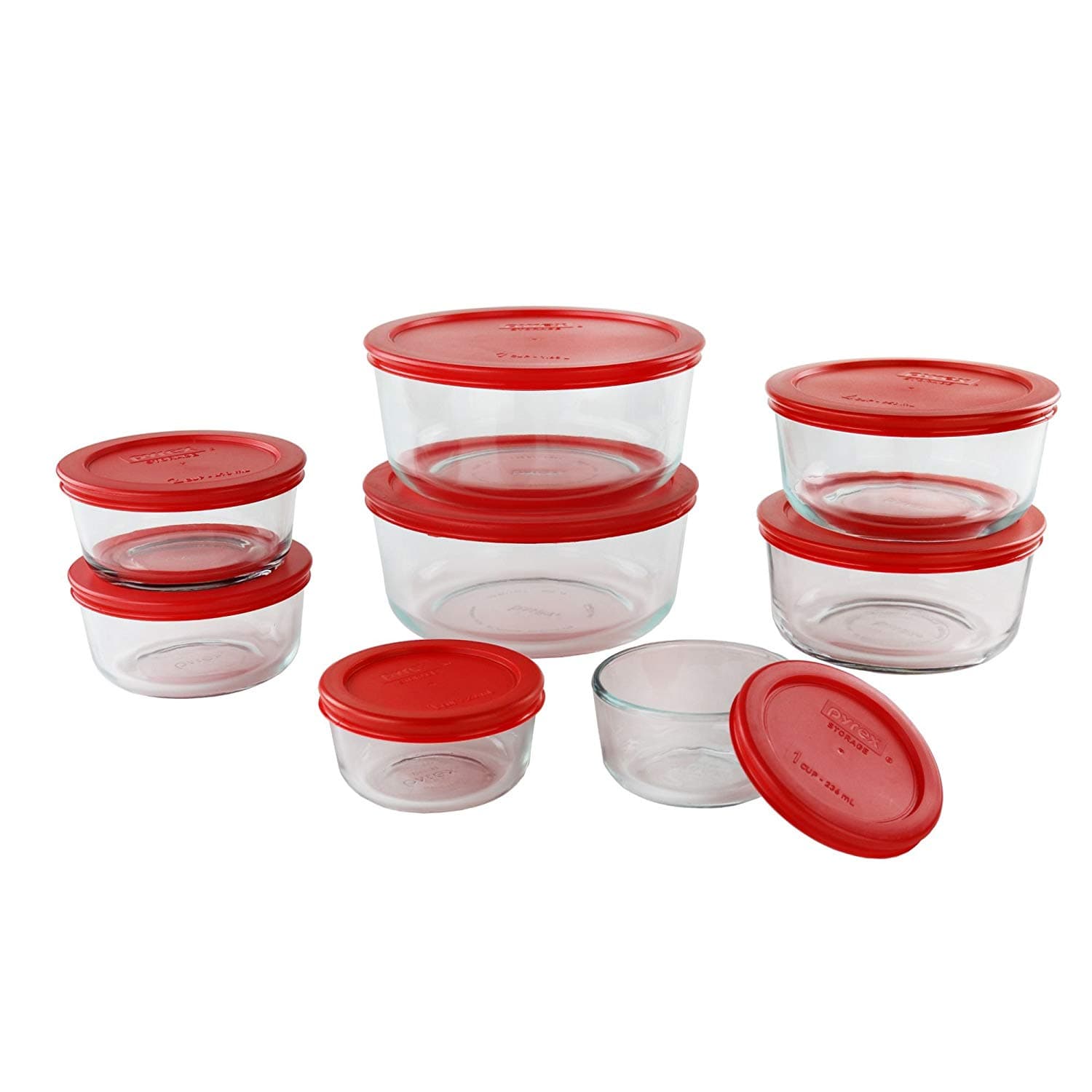 Pyrex Simply Store Glass Round Food Container Set (16 Piece) - Wurth ...