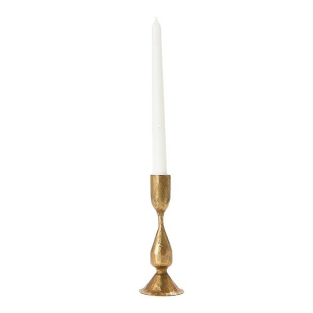 Hammered Gold Metal Taper Candle Holder 6.5 Inch | Antique Farmhouse