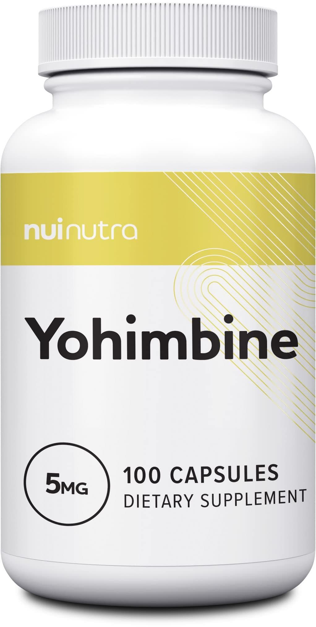 Nui Nutra Yohimbine HCl Extra Strength Supplement 5mg - 100 Capsules ...