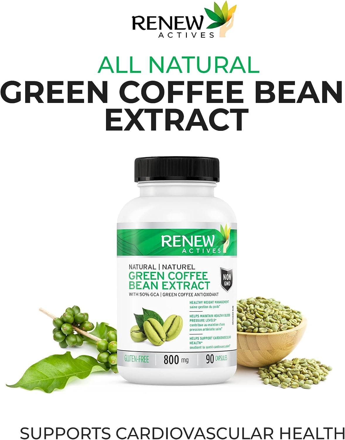 Renew Actives Coffee Bean Extract: 800mg Green Coffee Bean Extract ...