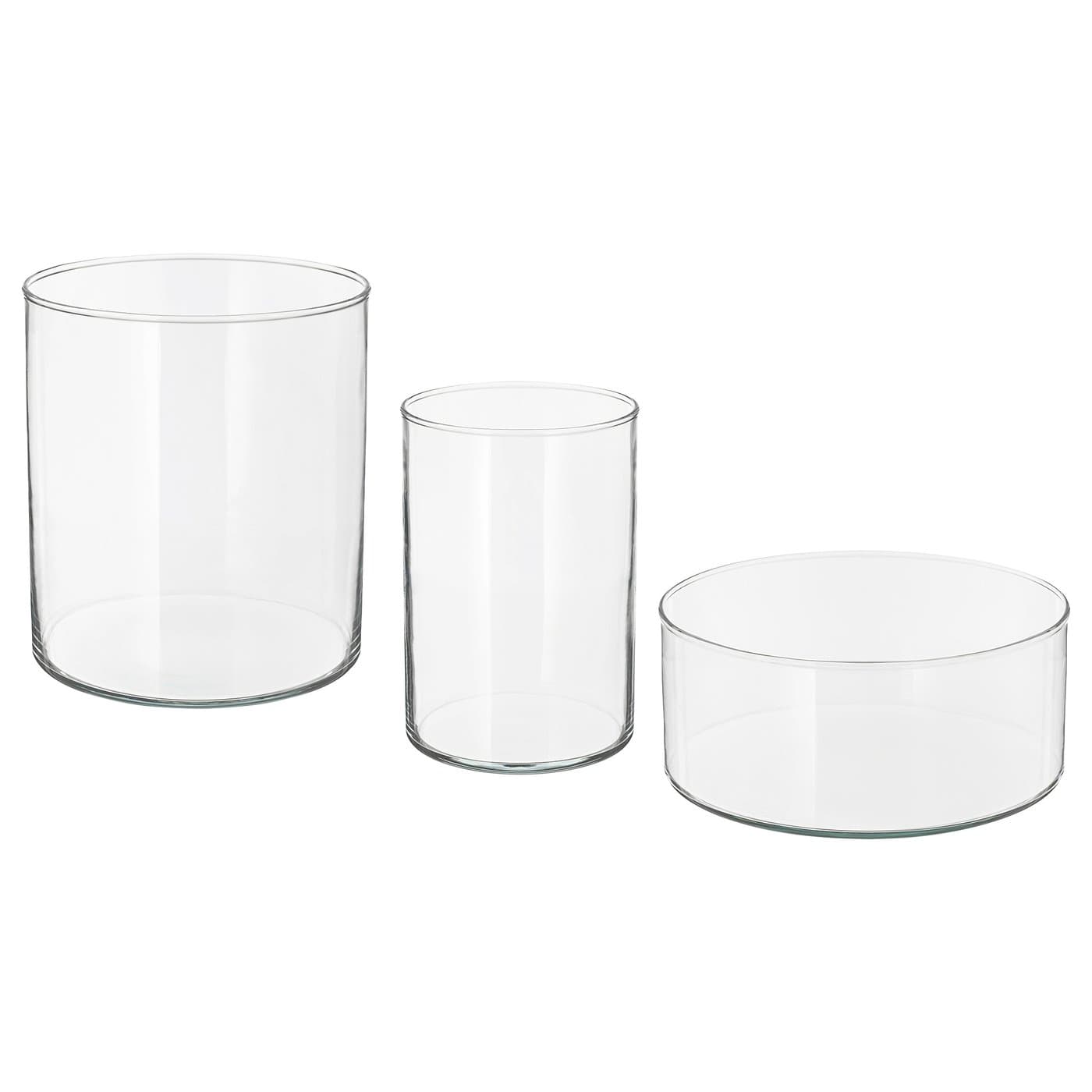 CYLINDER vase/bowl, set of 3, clear glass - IKEA UK