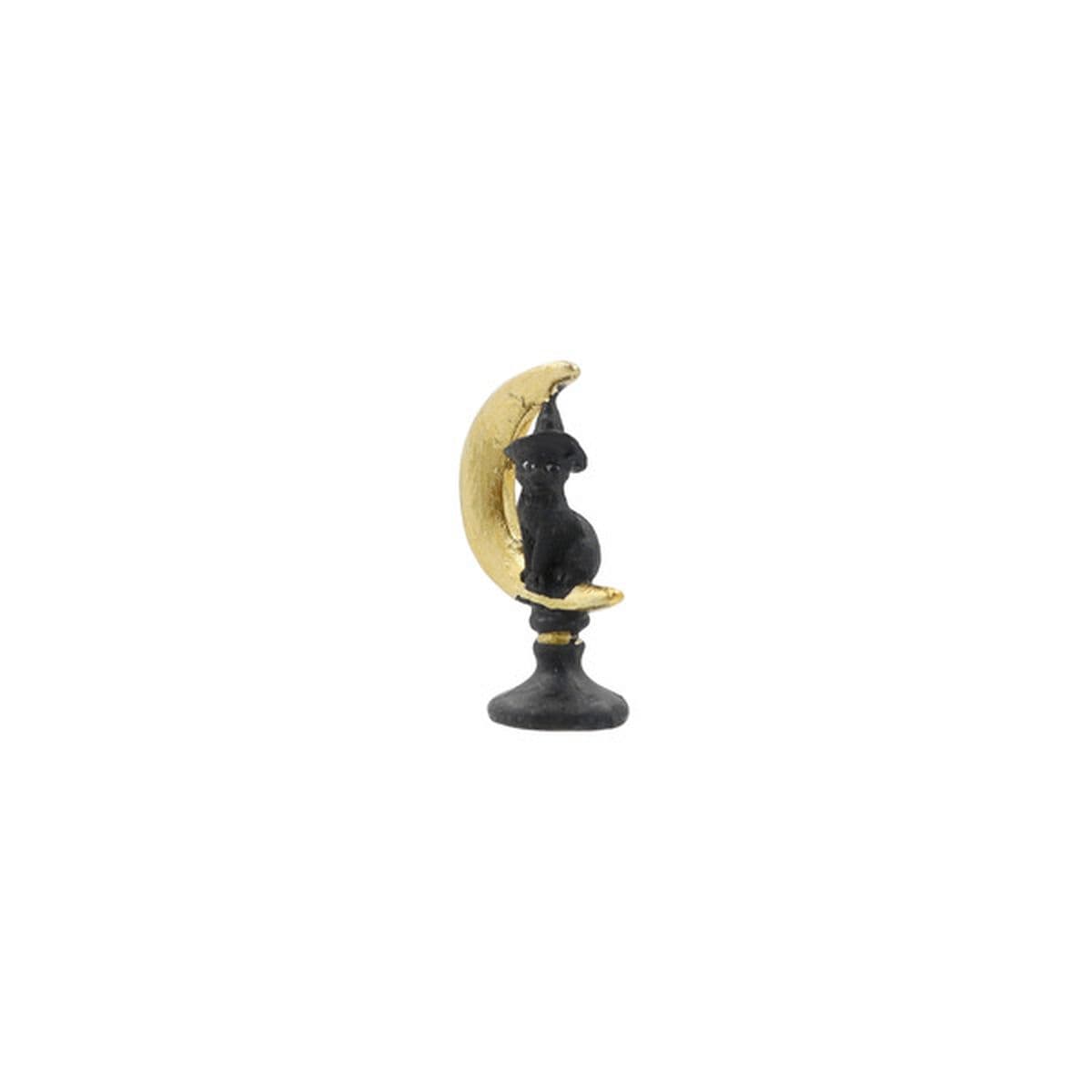 Ashland Mini Witch Cat Sitting on Crescent Moon - Black & Gold (1 each ...