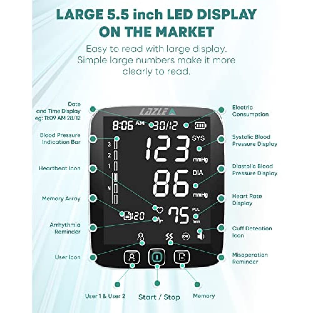 All New 2022 LAZLE Blood Pressure Monitor - Automatic Upper Arm Machine ...