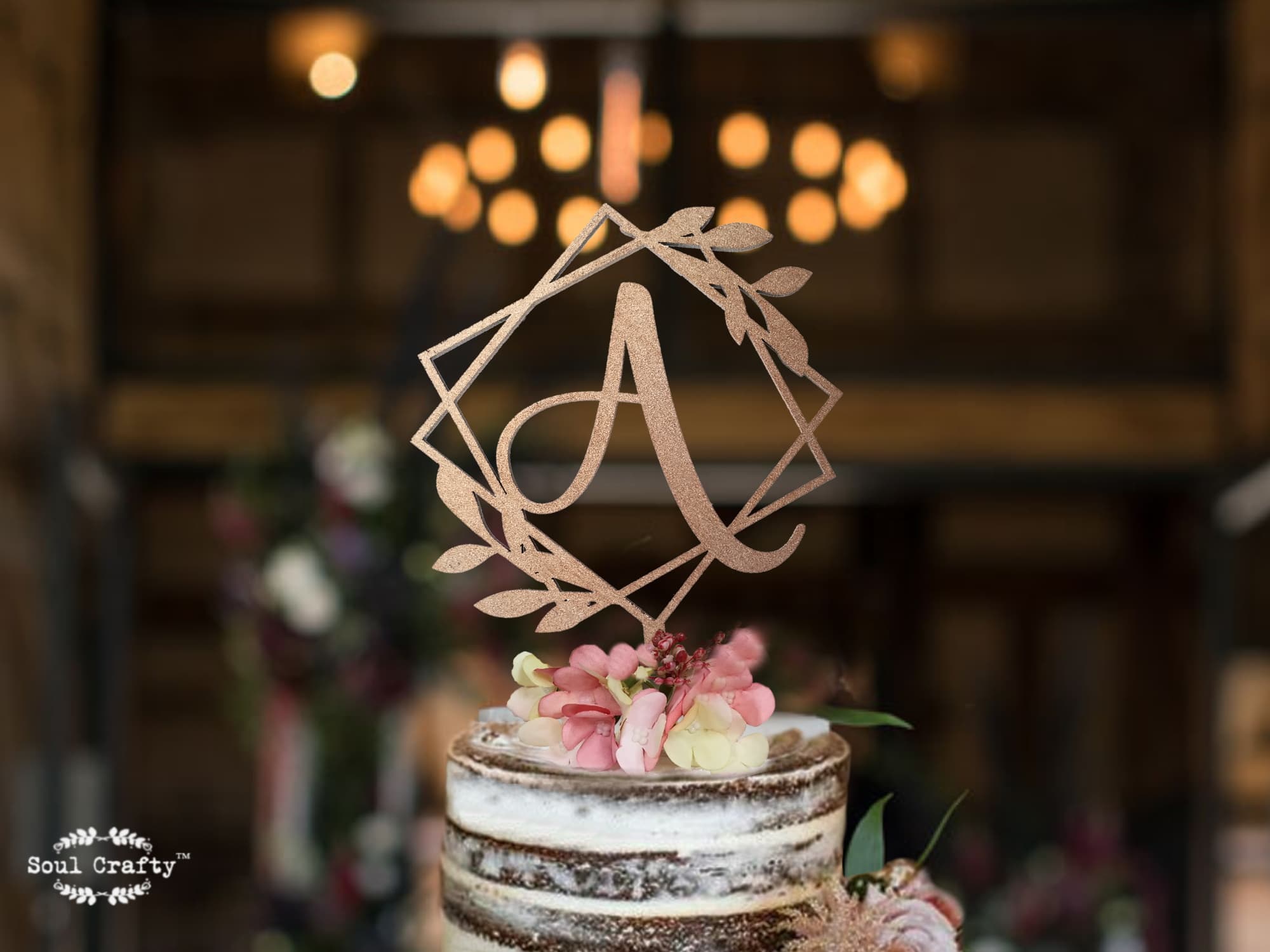 Personalized square initial wooden cake topper, cake topper name ...
