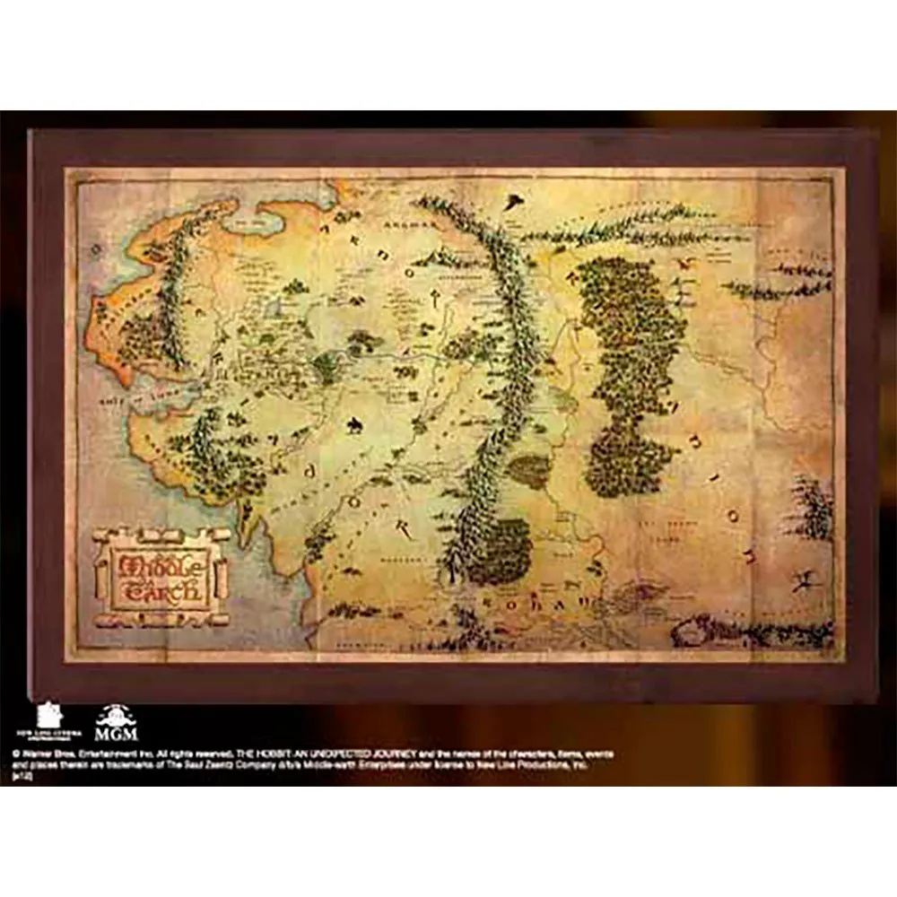 Noble collection The Hobbit Map Of Middle Earth Mounted On Wood 40x25 ...